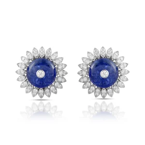 Tanzanite White Gold stud in 18 Kt