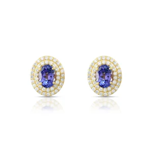 Tanzanite Gold Studs in 18 Kt
