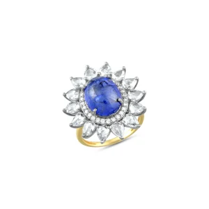 Tanzanite Victorian Gold Ring in 18 Kt