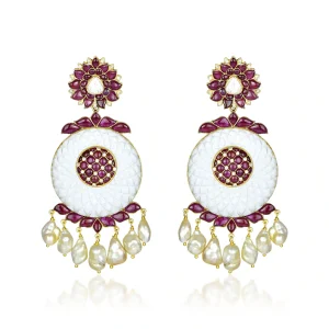 Ruby Medallion Chandelier Earring in 18 Kt