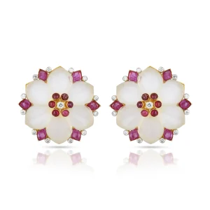 Ruby Bloom Studs in 18kt
