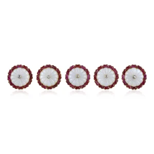 Ruby Button Set in 18 Kt