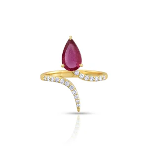 Serpentine Rose Ring in 18 Kt